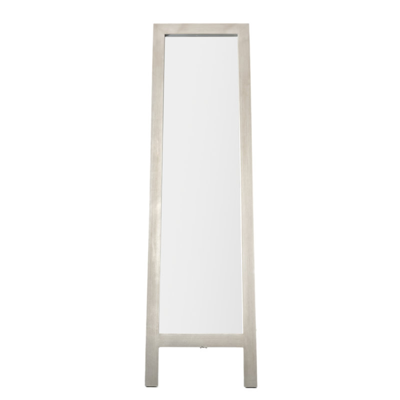 Polystyrene Rectangle Floor Mirror, Brushed Nickel