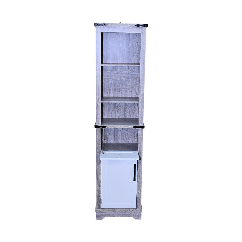 Armoire de rangement étroite grise et blanche pour la salle de bain et le salon, grande tour à linge avec tiroirs réglables dans le cabinet, petits espaces
