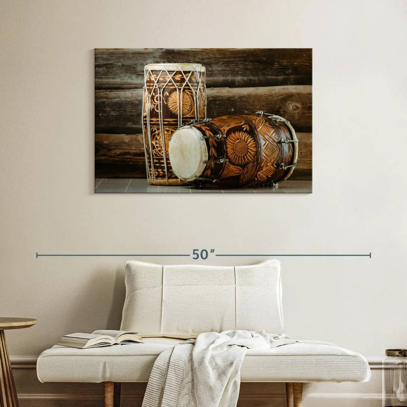 Abarca Indian Dholak Drums, 26" H x 39" W