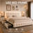Jalna LED Lighted Upholstered Bed Frame with Bluetooth Sync Lights, Adjustable Headboard & 4 Storage Drawers, No Box Spring Needed, Easy Assembly,-1197959865-1146210903