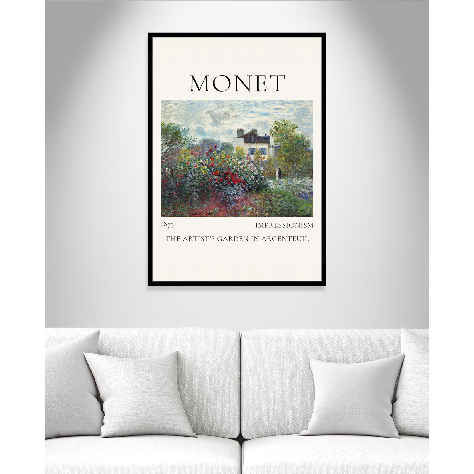 Artists Garden in Argenteuil Print by Claude Monet, No, Black Single Picture Frame, 55" H x 39" W x 1.25" D