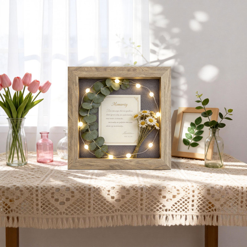 Cadre de rangement Shadow Box, Marron clair, 11 po x 11 po
