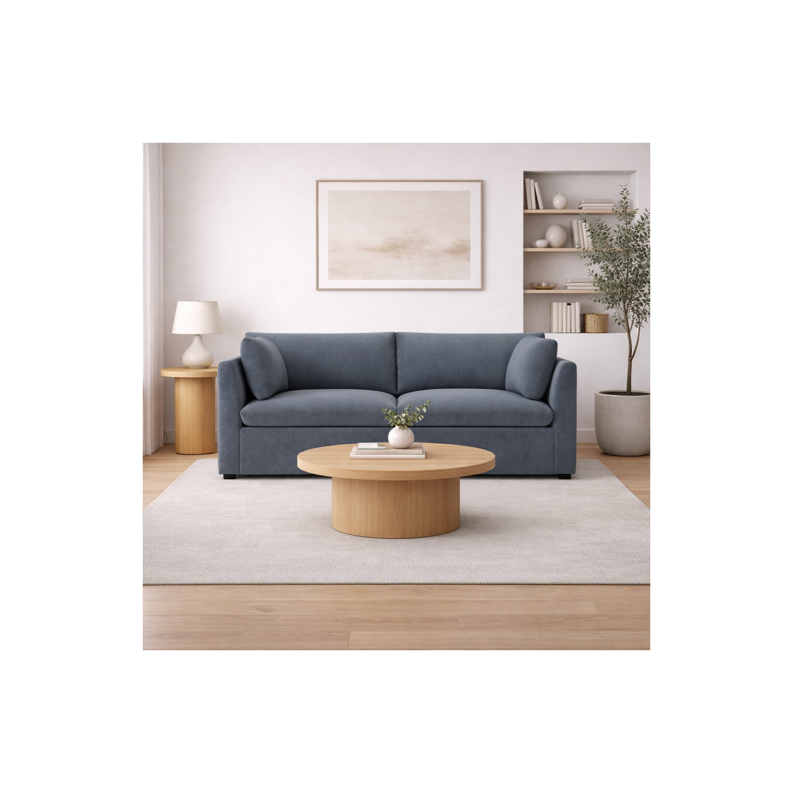 Kallie 86" Upholstered Sofa, Bella Cornflower Performance Velvet