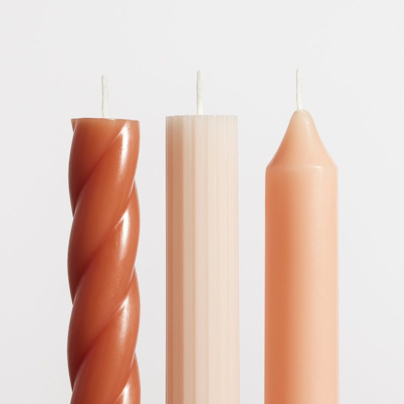 Blu Dot Taper Candle Set, Orange/Pink