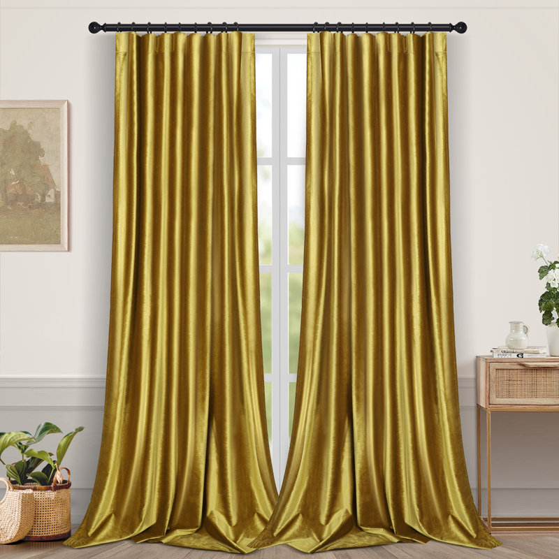 Rideaux occultant et isolant de luxe en velours froissé, L 52 po x L 84 po, Doré