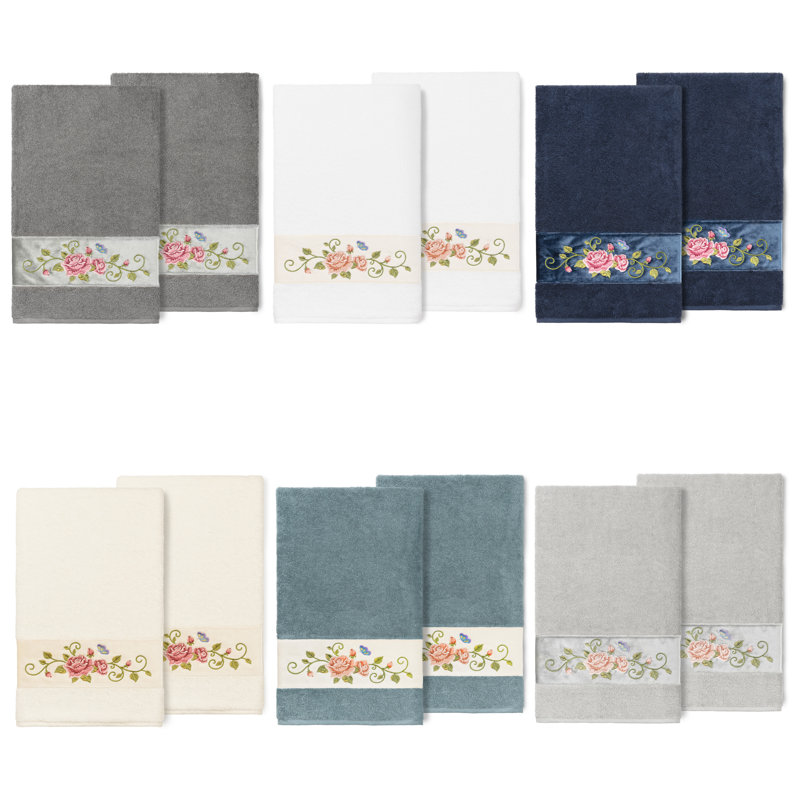 Ensemble de serviettes en coton turc 2 pièces Rebecca, Gris clair
