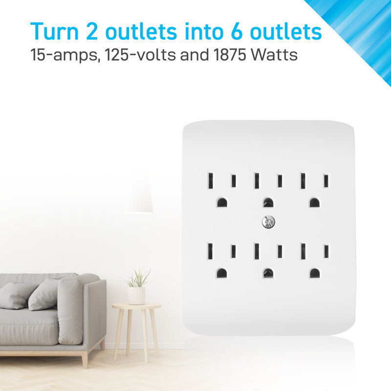 CBOL Series Coby CB-5503 6-Outlet 4 Pack Wall Adapter, White