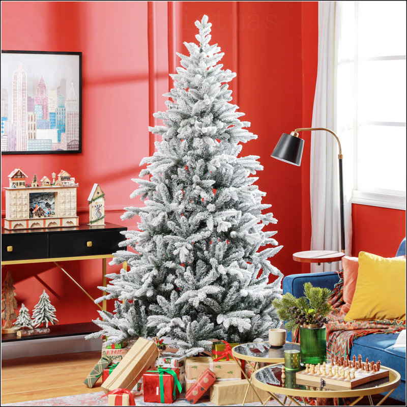 Arbre de Noël artificiel enneigé avec neige, H 7 pi
