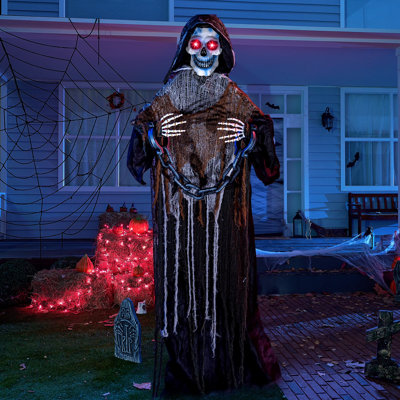67" Halloween Sound-Activated Animatronic Grim Reaper Prop