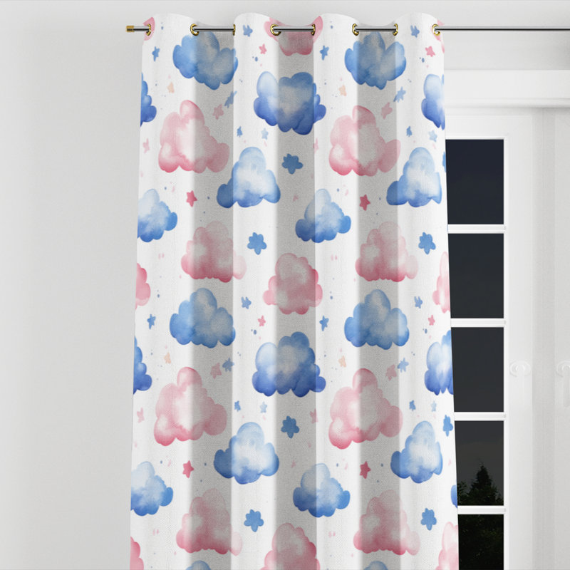 Rideaux Teens Sky - rideau simple avec œillets Whimsical, L 52 po x L 120 po, Œillets dorés