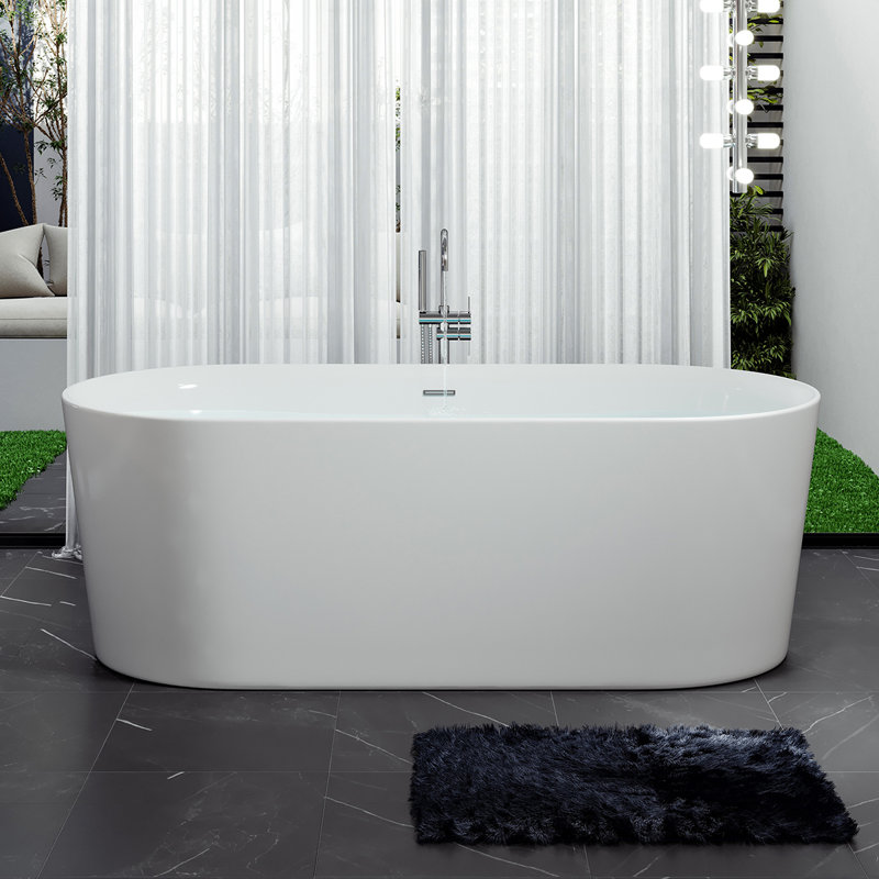 Rejoice 59'' White Acrylic Freestanding Soaking Bathtub