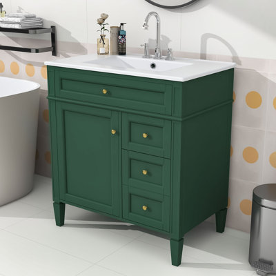 Ensemble de meuble-lavabo moderne 30 po avec lavabo en céramique et armoire de rangement Embrulla