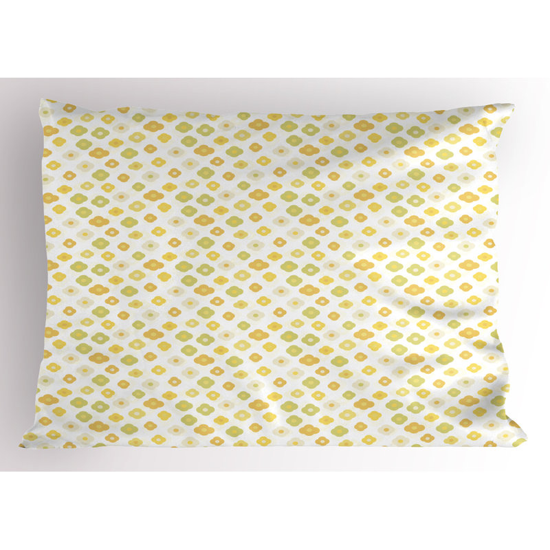 Pale Green Yellow Floral Microfiber Pillow Shams, Standard/Queen, 2 Pack