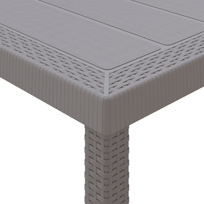 Garden Table Poly Rattan, Light Grey, 73cm H x 150cm W x 100cm D