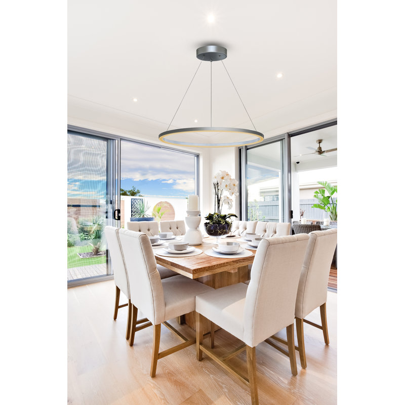 Lohnes Dimmable LED Round / Oval Chandelier, Silver