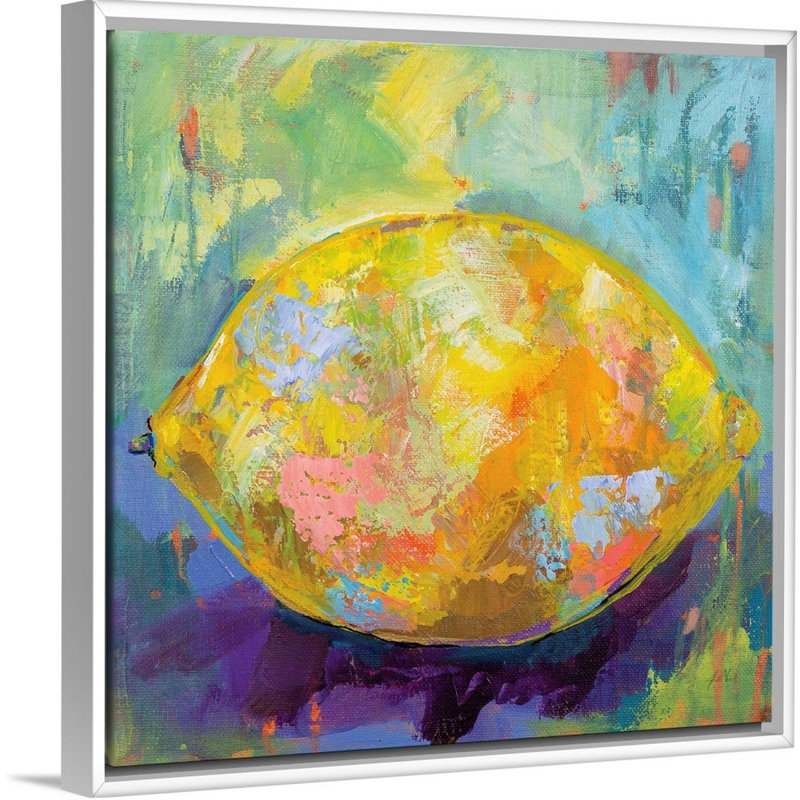 Citron - reproduction d'impression, H 32 po x l 32 po x P 1,75 po, Cadre flottant blanc