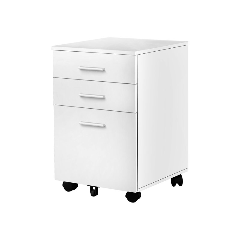 Classeur à roulettes blanc pour le travail de bureau, 3 designs, aspect moderne, rangement mobile à utilisation fluide blanc, 3 tiroirs, conception avec mouvement de tiroir efficace