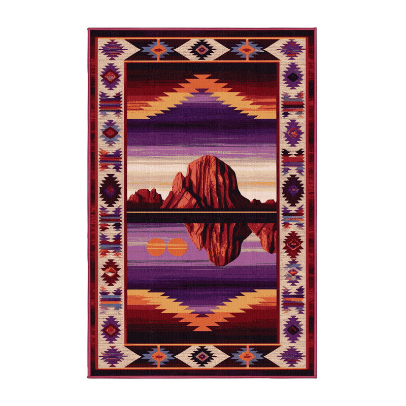  Tapis lavable Sedona Sunset Southwestern, Rectangle 5 pi x 7 pi