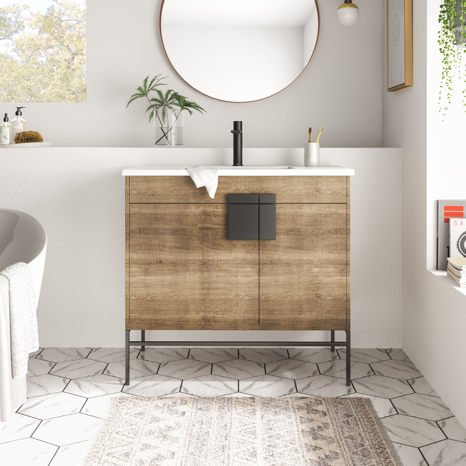 Maisie 36'' Single Bathroom Vanity, Gray, Black Matte