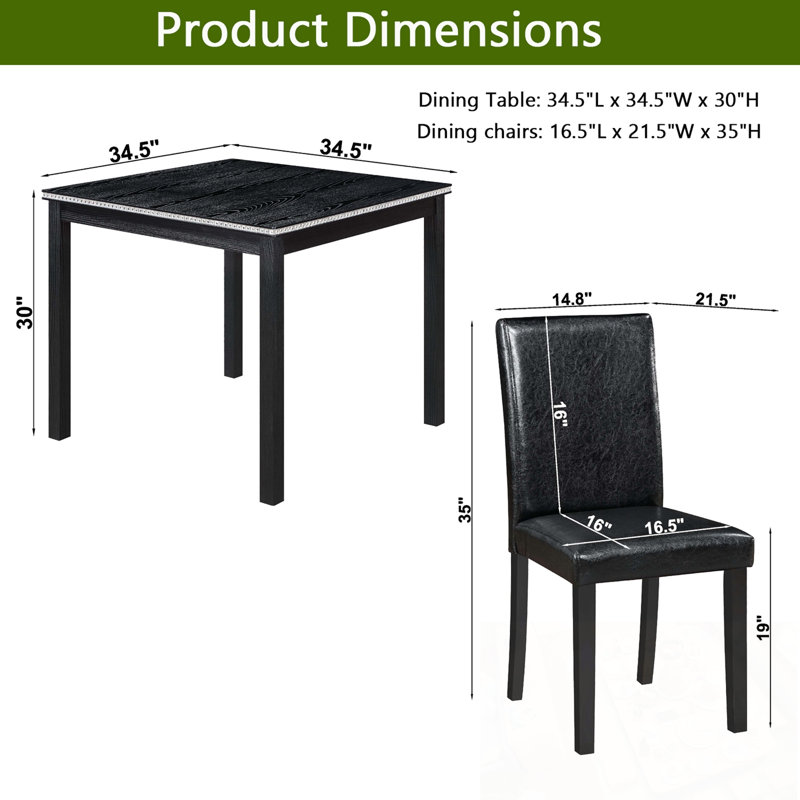 Ensemble de table 5 pièces à hauteur de comptoir avec table carrée et pieds robustes