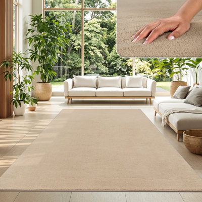 Tapis doux antidérapant de couleur unie beige brun