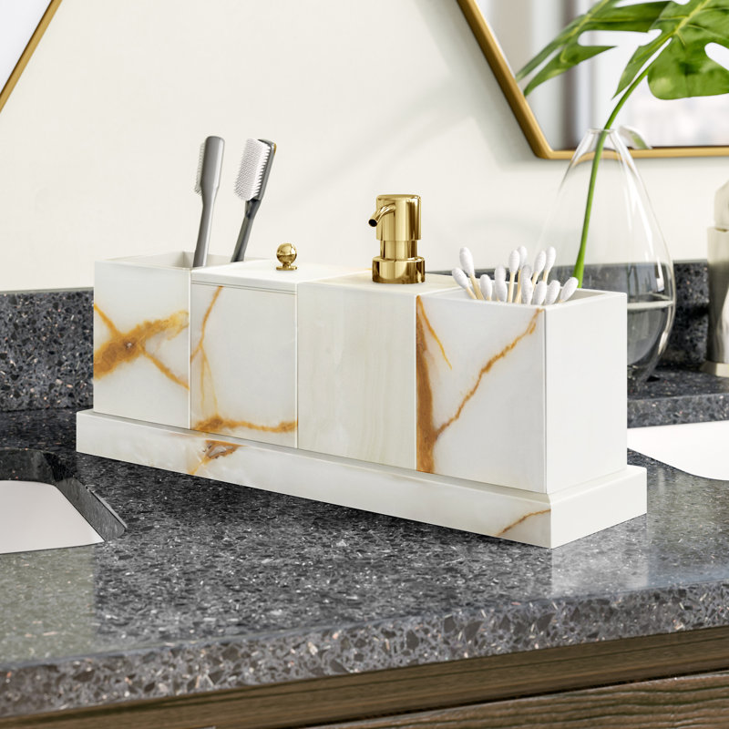 Ensemble d'accessoires de salle de bain Graciela Point, Brun onyx