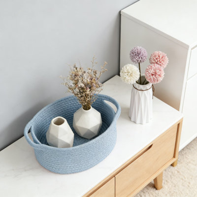 Paniers de rangement tissés à la main avec poignées, bac de rangement décoratif pour tablettes, placards, jouets et décoration intérieure, panier-cadeau en corde naturelle