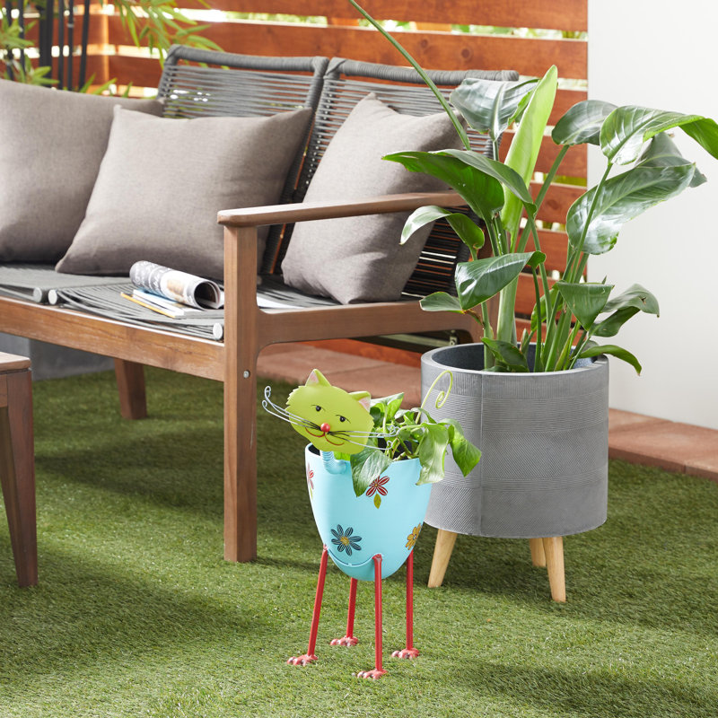 1 pot d'intérieur en métal pour chat avec motif floral