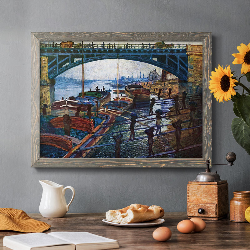 «The Coal Carrier», peinture sur toile encadrée, H 28 po x l 42 po x P 1,5 po, Gris