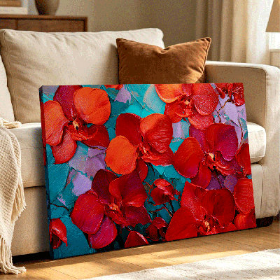  Red Orchid Blossoms Modern Impasto Canvas Wall Art Gallery Wrapped for Living Room 40*28 inch(100*70*2cm)
