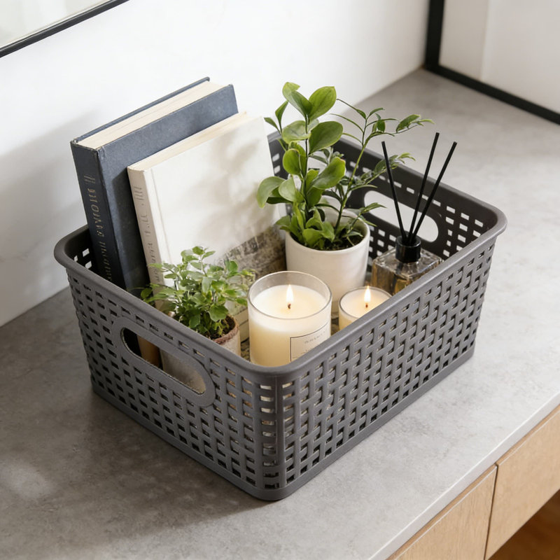 Stackable Plastic Storage Baskets Set Of 6, Small Organizer Bins For Shelves, Closets, Countertops, Cabinets, And Home Organization