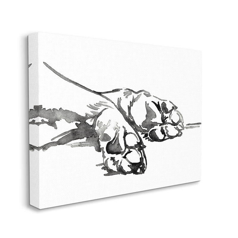 «Pet Pet Paws Minimal Ink Linework» par Jennifer Paxton Parker - impression d'art graphique, H 36 po x l 48 po x P 1,5 po