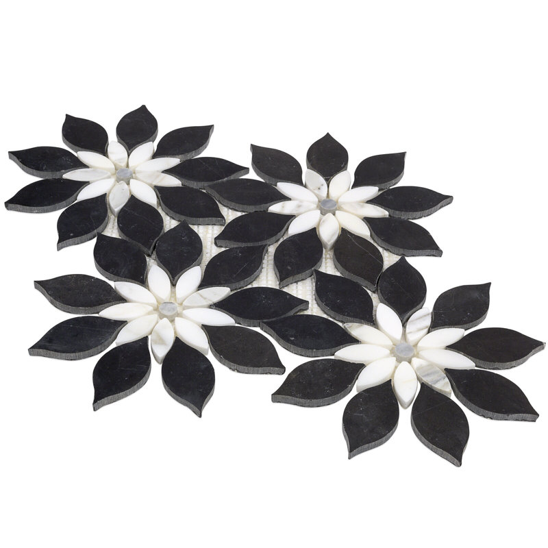 Thistle 12.4" X 14.13" Marble Waterjet Mosaic Tile (1.21 Sq. Ft. / Sheet)