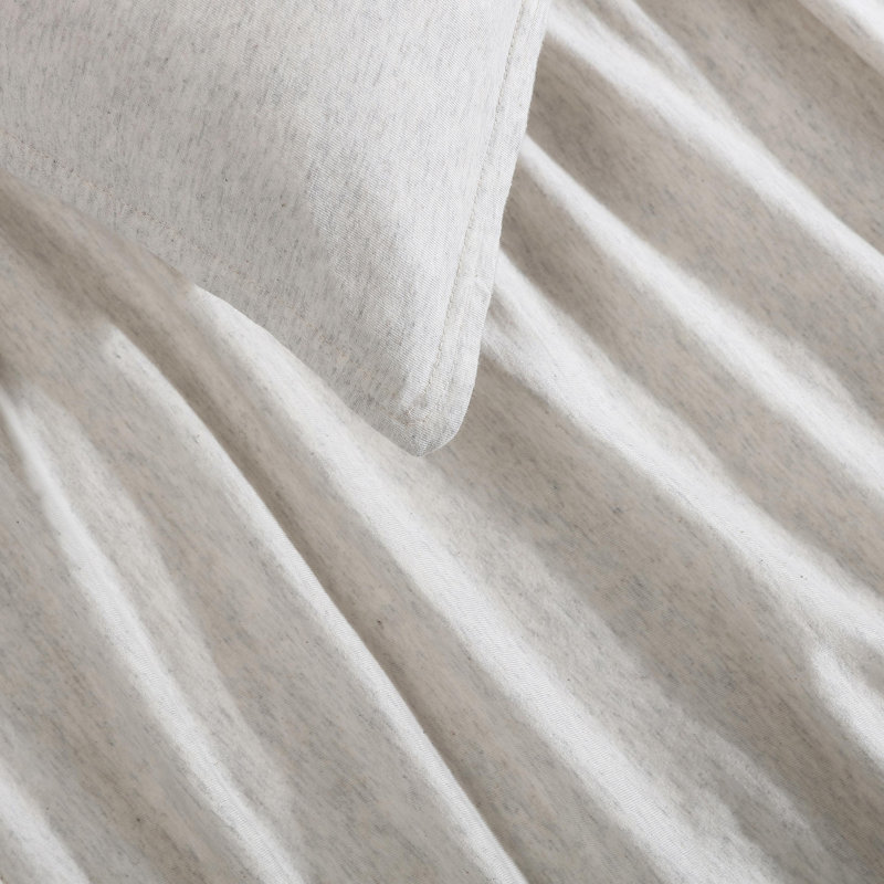 Ensemble d'édredon en mélange de coton, Ivoire / gris, Édredon pour très grand lit + 2 taies décorativ