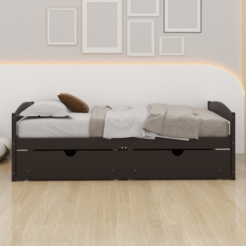 Lit plateforme avec tiroirs, Espresso