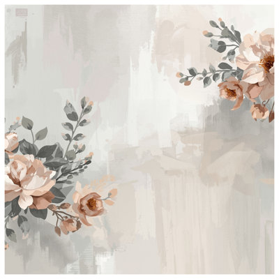 Toile tendue avec bouquet de fleurs beige en plusieurs tailles