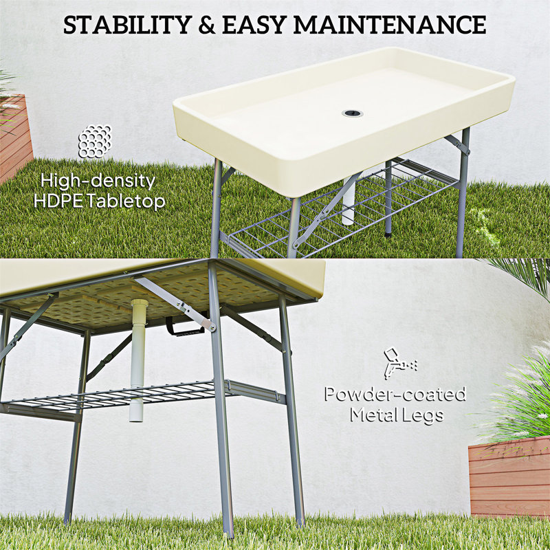 Table de glacière extérieure pliante, Tanné