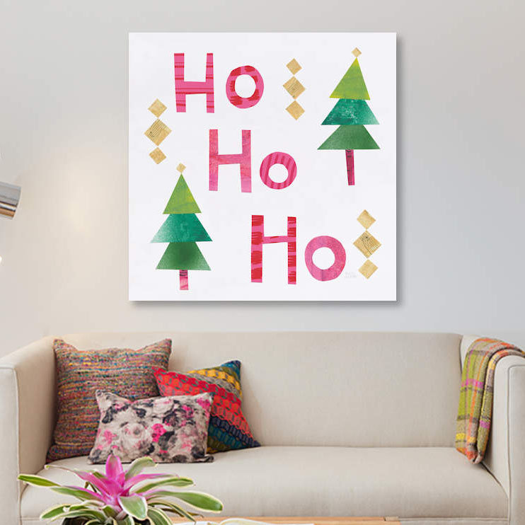 « christmas collage i », art textuel sur toile, H 48 po x l 48 po x P 1,5 po, Toile tendue, Pas de tapis