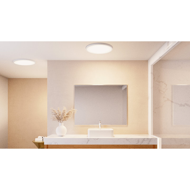 Naquin Acrylic LED Flush Mount, 1" H x 20" W x 20" D, White Lustre