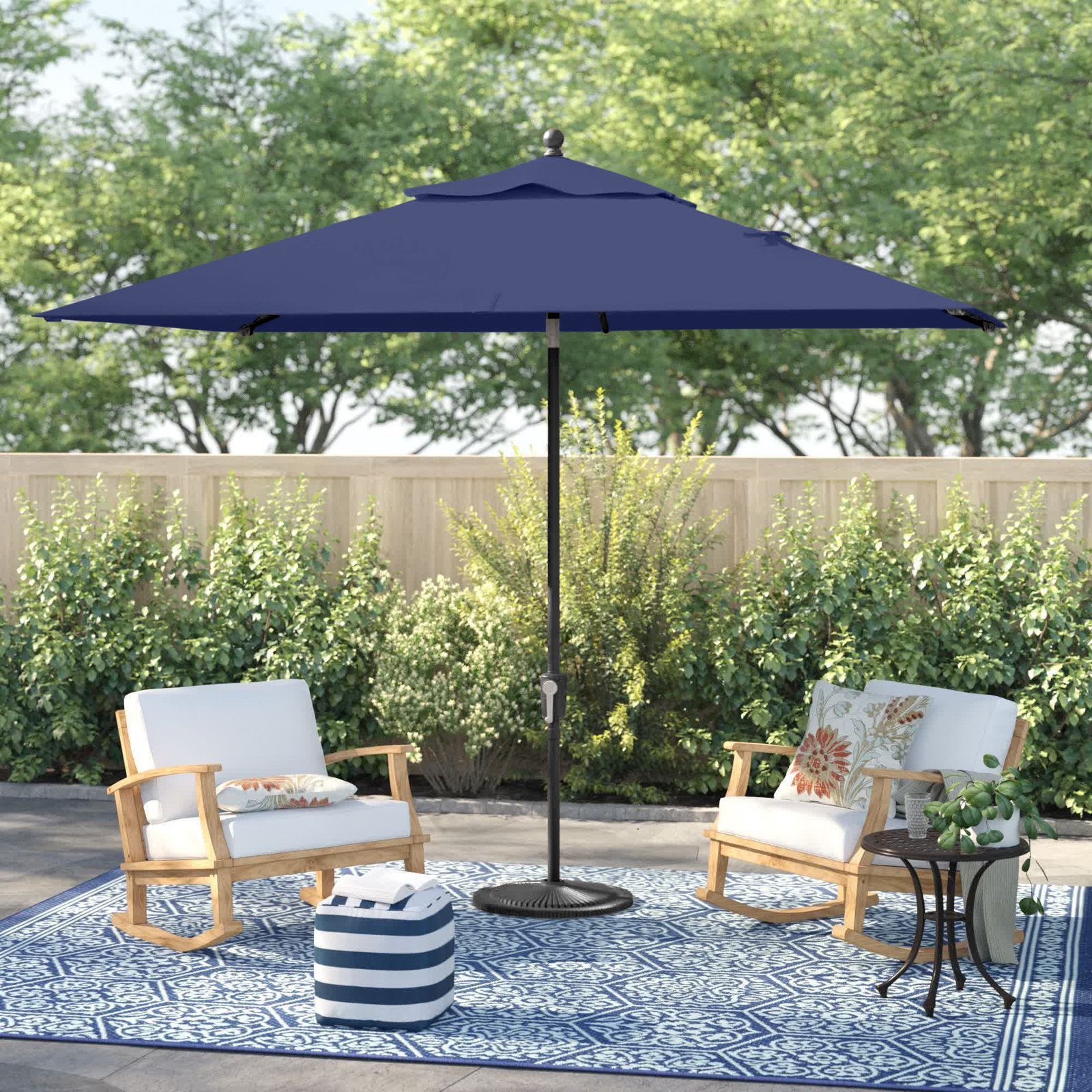 Launceston 78'' Outdoor Umbrella, Canvas Navy Sunbrella® Canvas, Black