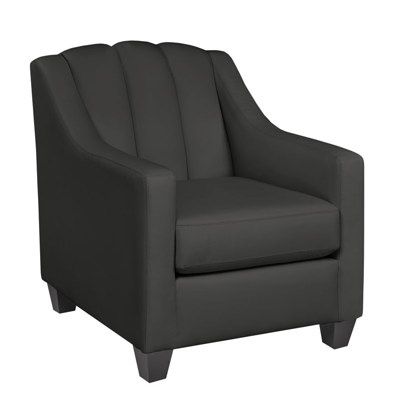 Fauteuil Canvey, Cuir véritable gris anthracite