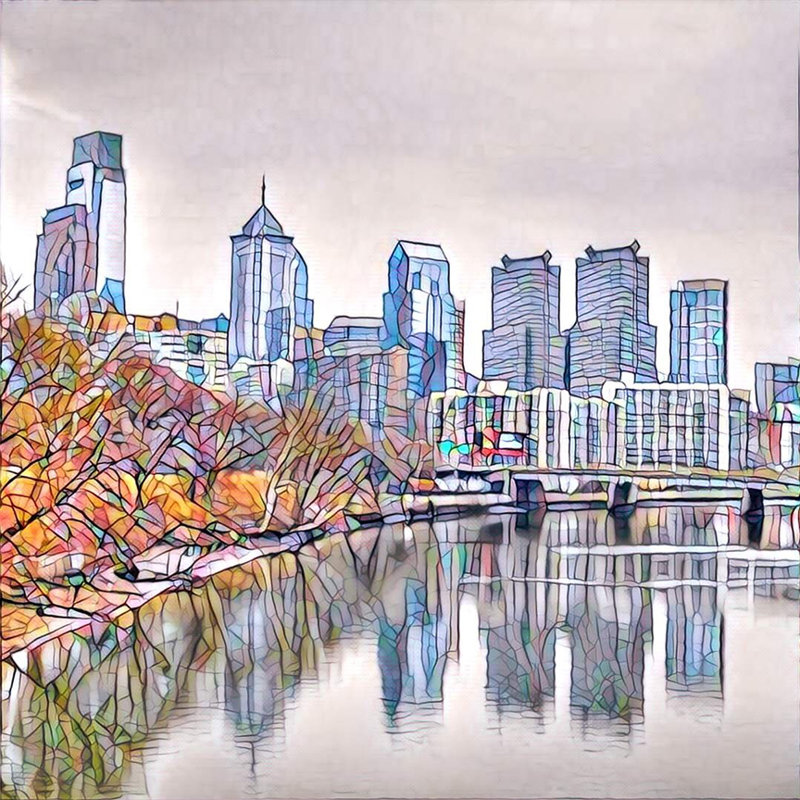 «Abstract Philadelphia» par Brandi Fitzgerald, impression sur toile tendue, H 12 po x l 12 po x P 1,5 po