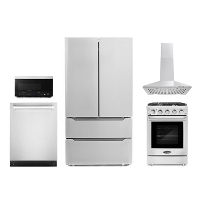 5 Piece Kitchen Package with French Door Refrigerator & 23.4"" Freestanding Gas Range -  Cosmo, COS-5PKG-498