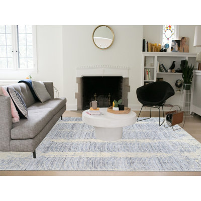 Tapis oriental beige en laine et en soie tissé à la main 8 pi 1 po x 9 pi 10 po - MOA10262258