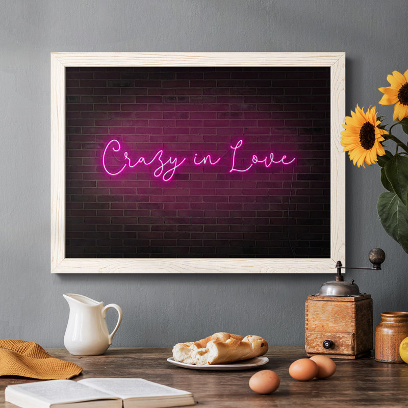 «Neon Love II», art textuel sur toile, H 18 po x l 26 po x P 1,5 po, Blanc