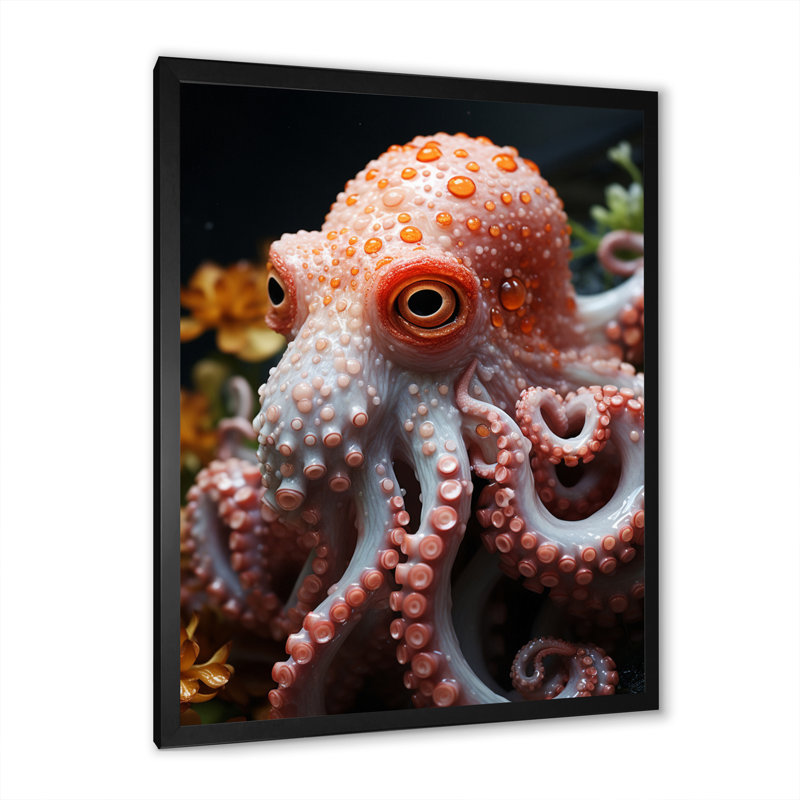 Lapuma Coral Octopus Lunar Reflections, reproduction d'art sur toile, H 20 po x l 12 po x P 1 po, Cadre photo noir