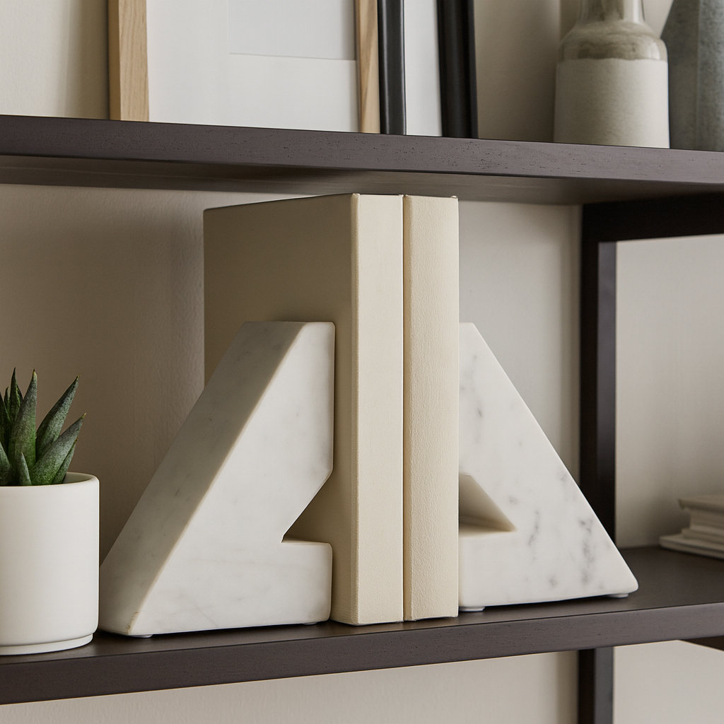 Marble Triangle Bookends