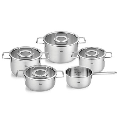 Fissler Pure Collection Stainless Steel Set 9 Piece with Glass Lid