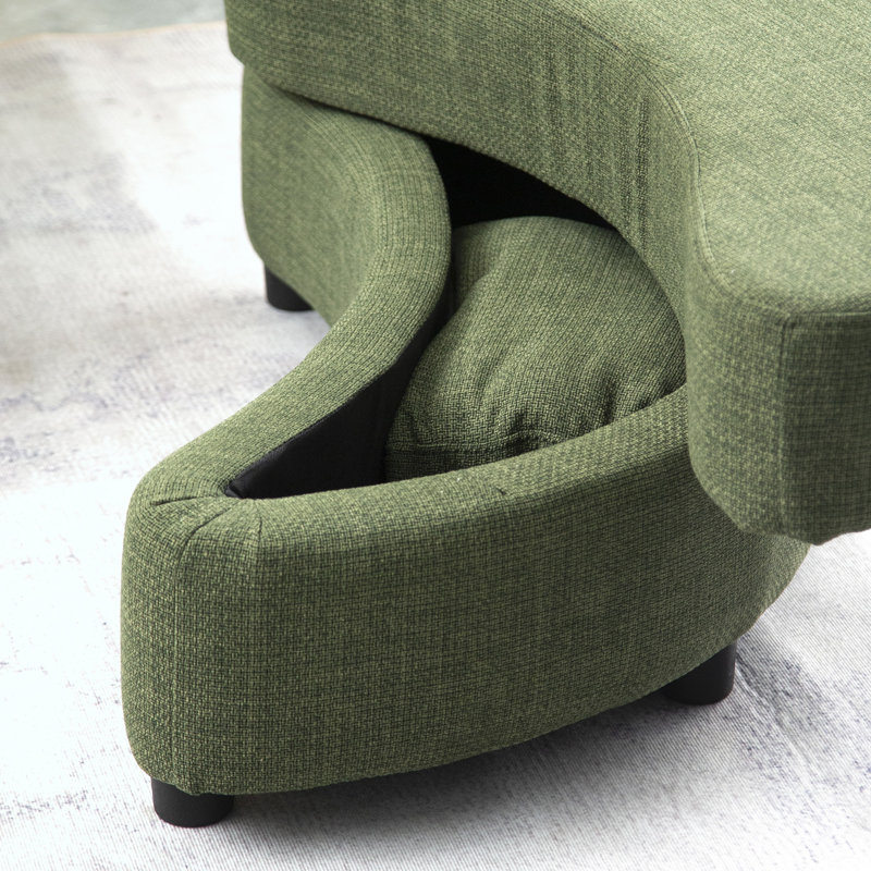 Danieal Upholstered Barrel Chair with Ottoman, Light Green Fabric