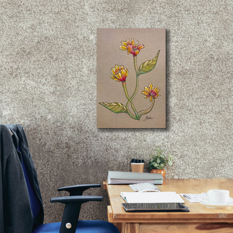  «Yellow Sand Flower» par Bebe Keith, art mural sur toile, 18 po x 26 po